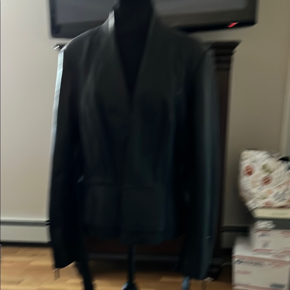 Chic Black Leather Jacket with Peplum